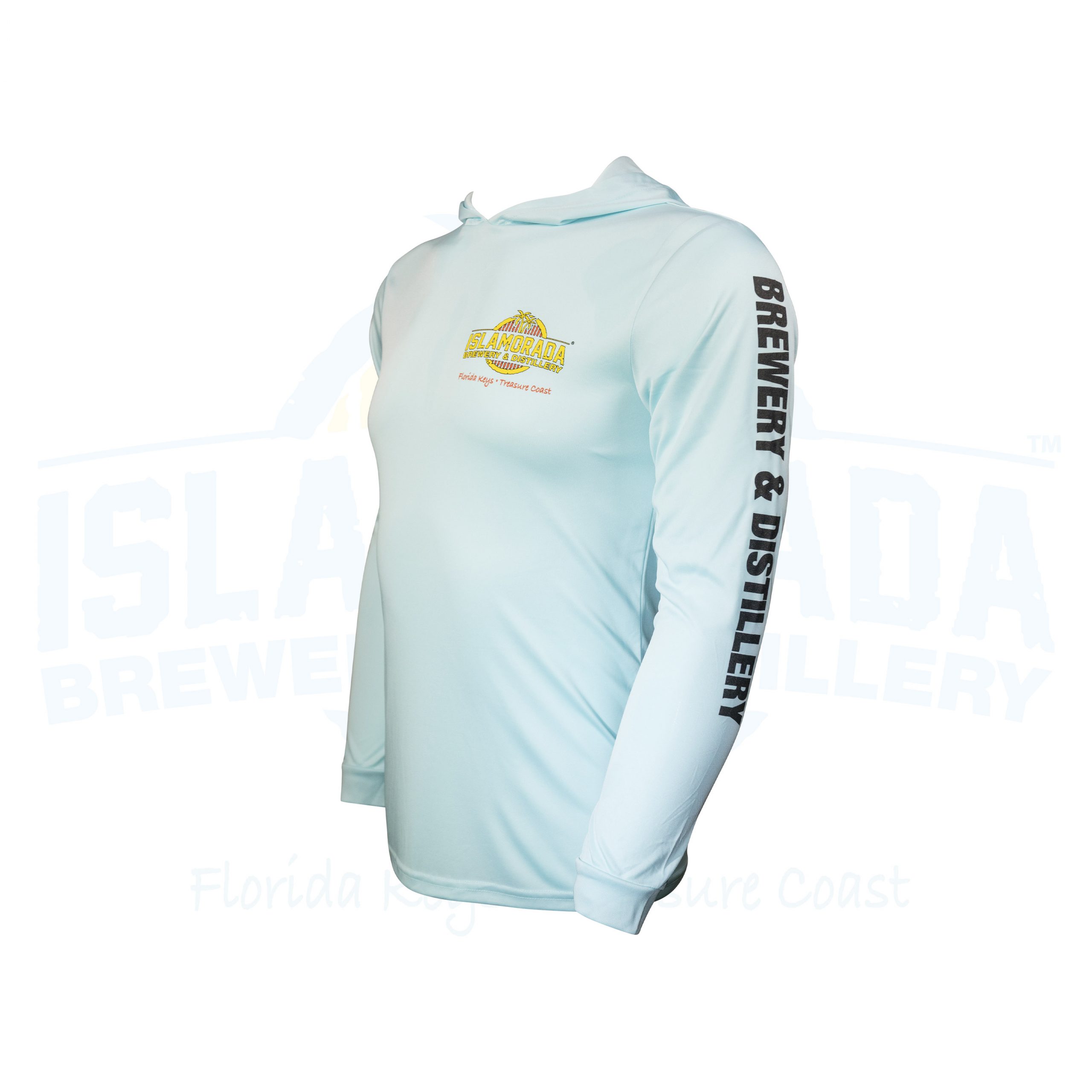 LS Hooded Dry Fit “Permit” Aqua | Islamorada Beer Company