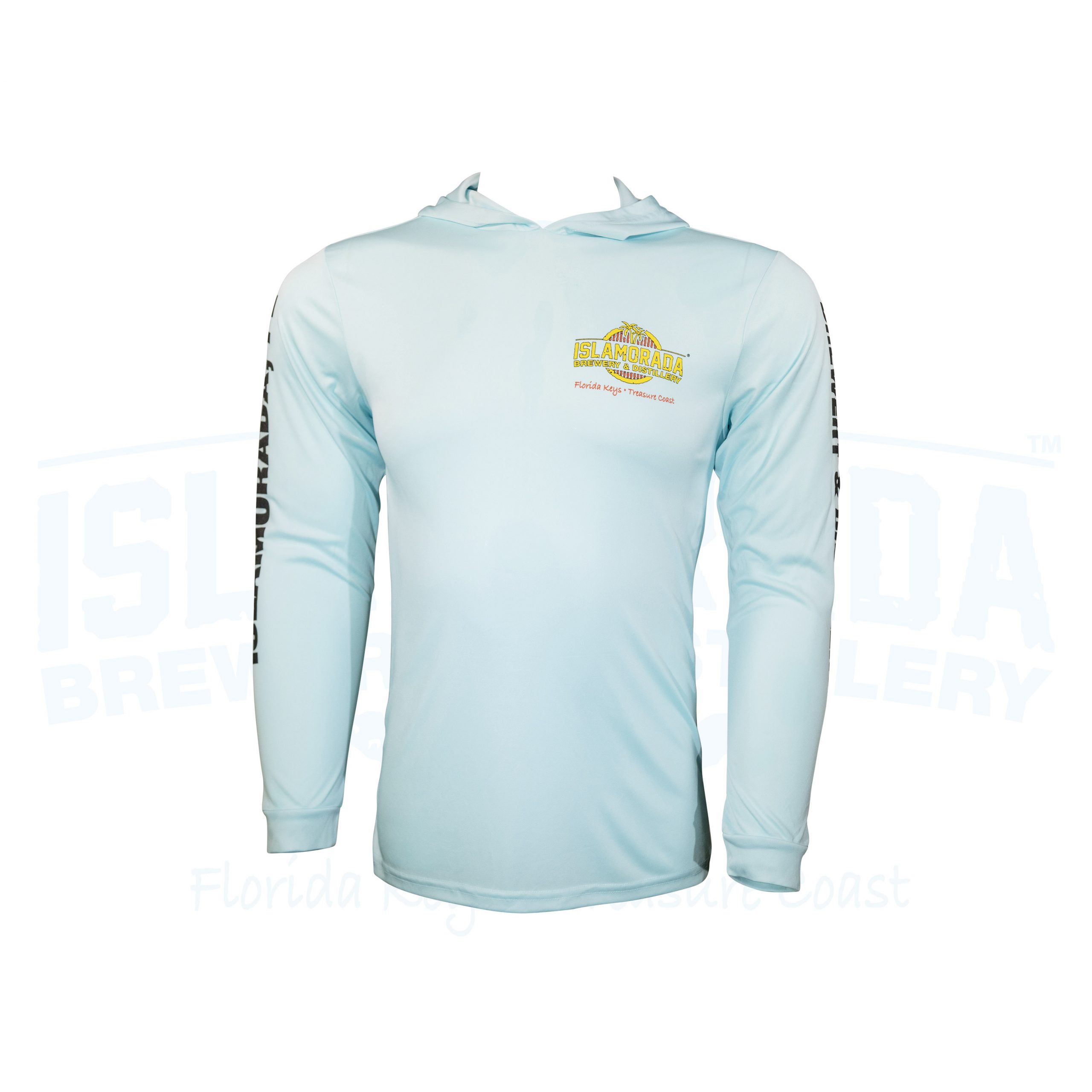 LS Hooded Dry Fit “Permit” Aqua | Islamorada Beer Company