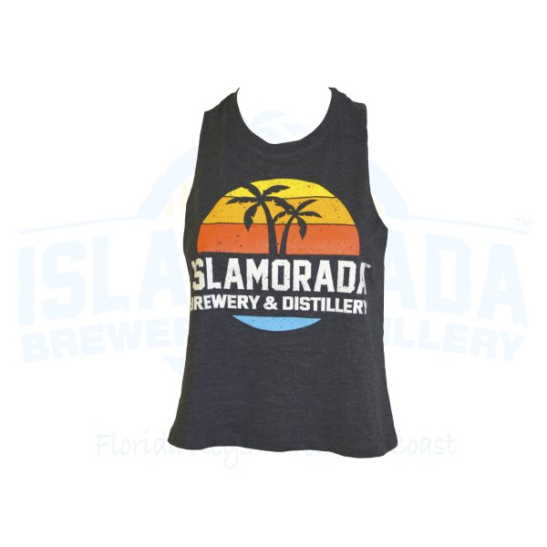 Women Crop Tank - retro sunset - grey