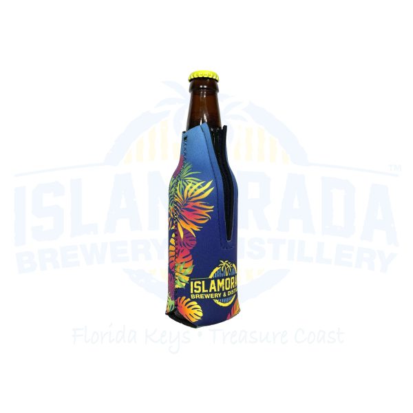 Islamorada Brewery & Distillery Tropical Leaves Neoprene Bottle Koolie back