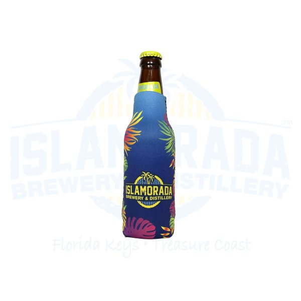 Islamorada Brewery & Distillery Tropical Leaves Neoprene Bottle Koolie front